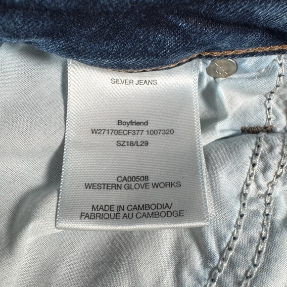 Silver Jeans Womens 18 Blue Boyfriend Straight Mid Rise Medium Wash Stretch - Picture 4 of 11